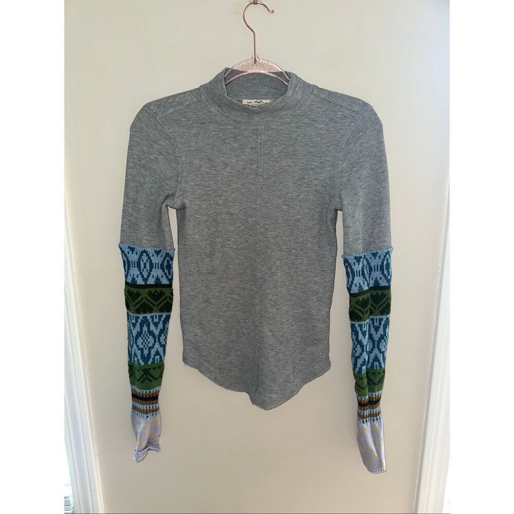 Free People We the Free Gray Thermal Cuff Long Sleeve XS